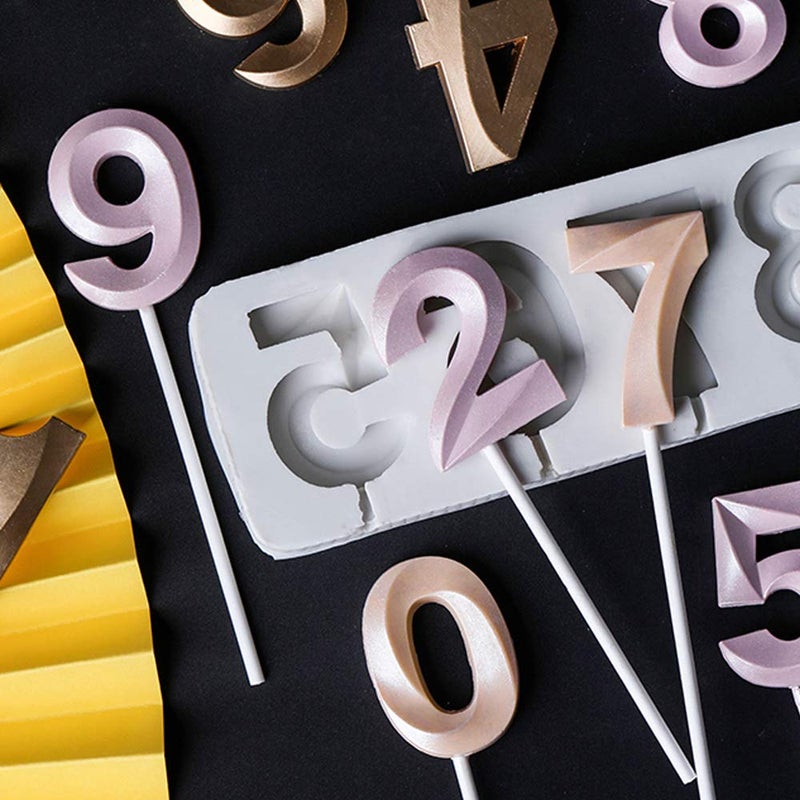 QELEG Fondant 0-9 Number Mold Silicone Letter Mold Candy Making Alphabet Fondant Molds for Birthday Decoration - Image 4